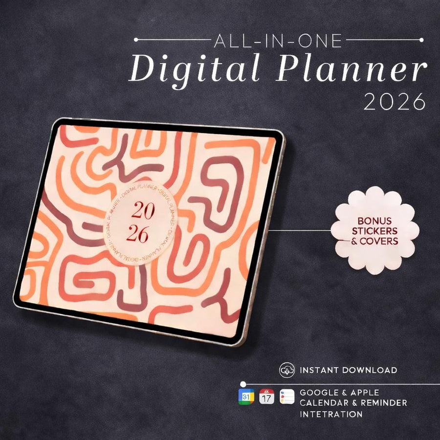 2026 Digital Planner Landscape for iPad, Hyperlinked PDF for GoodNotes & Notabil - image 1