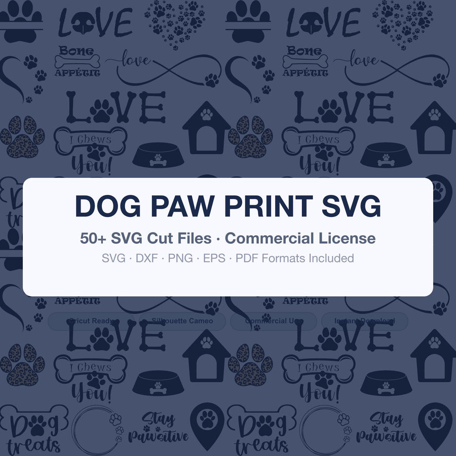 Dog Paw Print SVG | Paw Svg Bundle for Cricut & Silhouette | Pet Paw Clipart Png - image 1