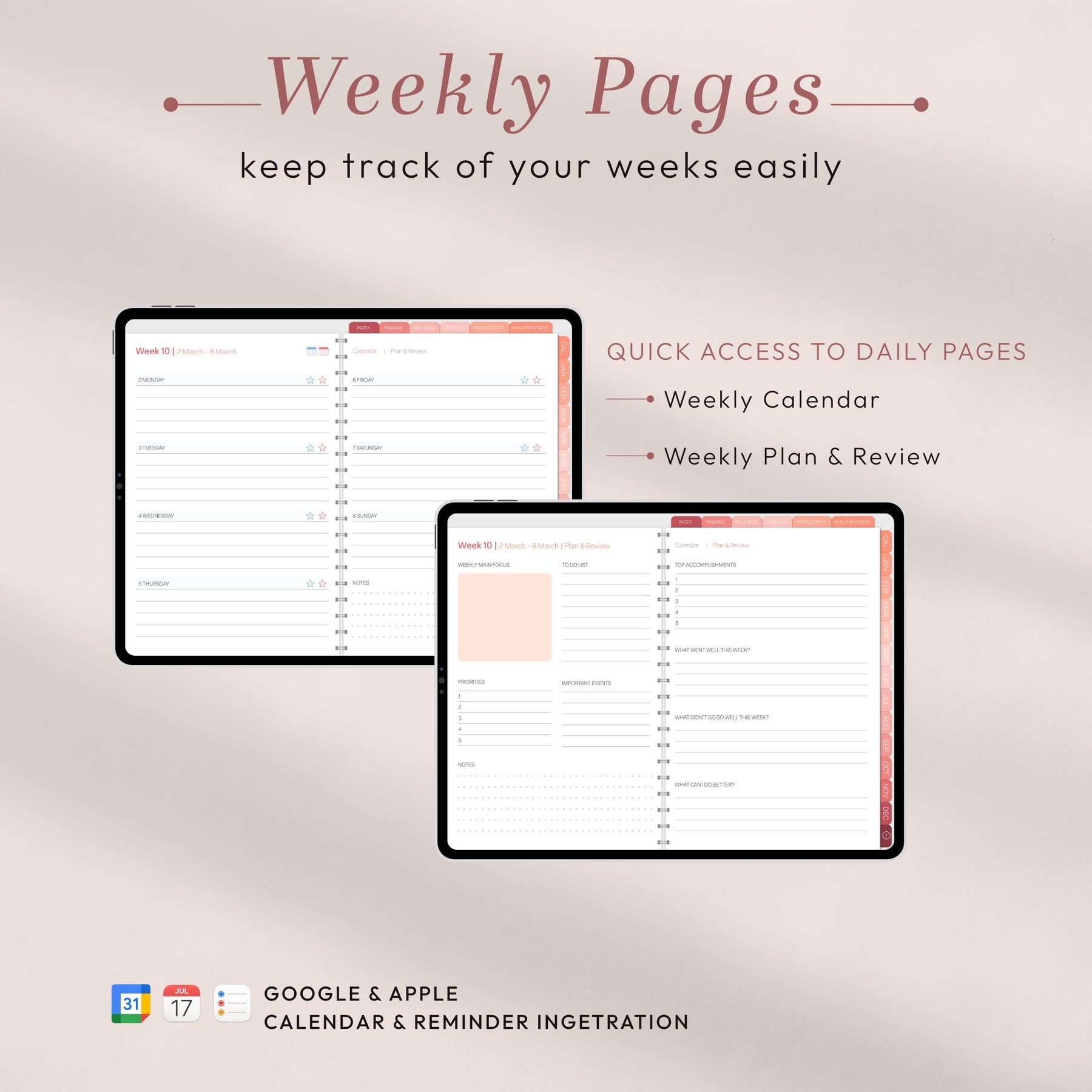 2026 Digital Planner Landscape for iPad, Hyperlinked PDF for GoodNotes & Notabil - image 6