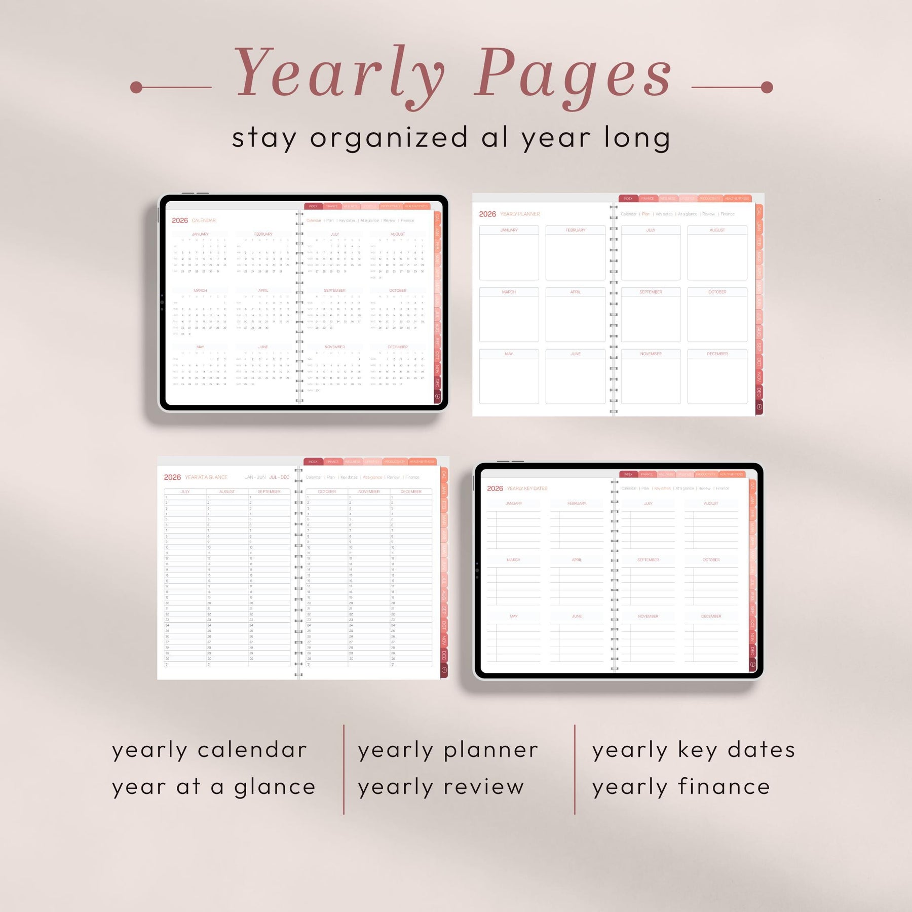 2026 Digital Planner Landscape for iPad, Hyperlinked PDF for GoodNotes & Notabil - image 4