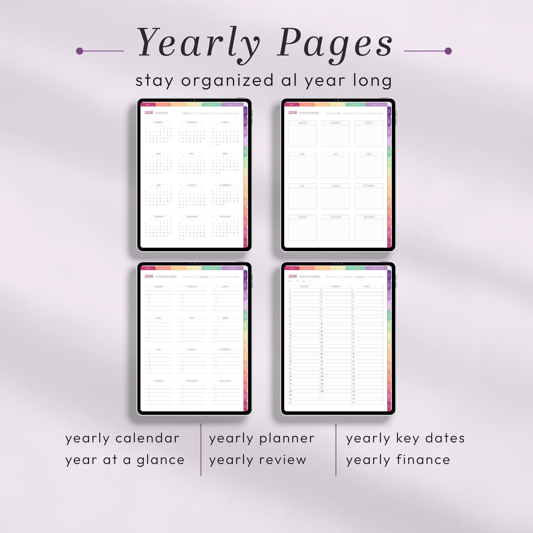 2026 Digital Planner Portrait for iPad, Hyperlinked PDF for GoodNotes & Notabili - image 4