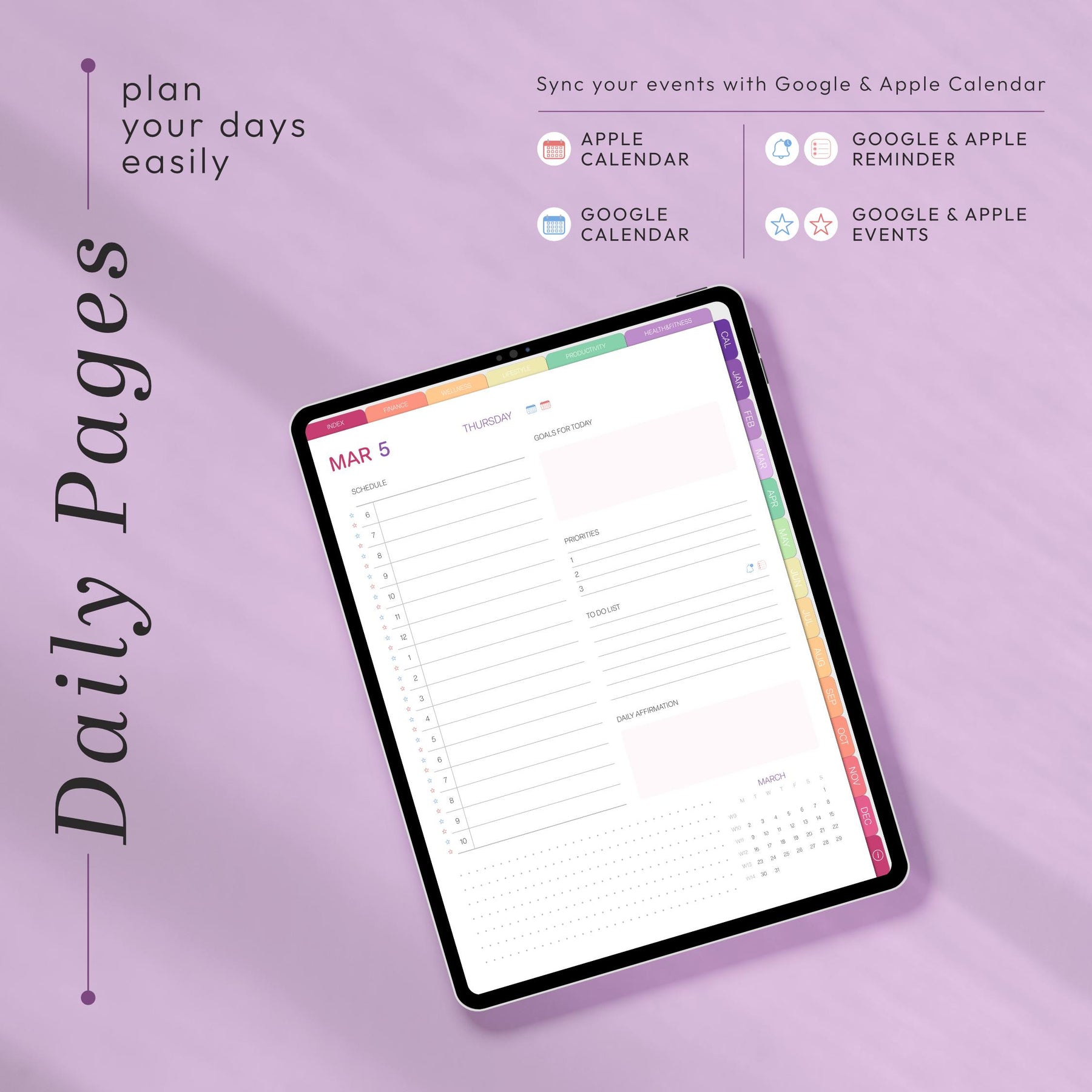 2026 Digital Planner Portrait for iPad, Hyperlinked PDF for GoodNotes & Notabili - image 7