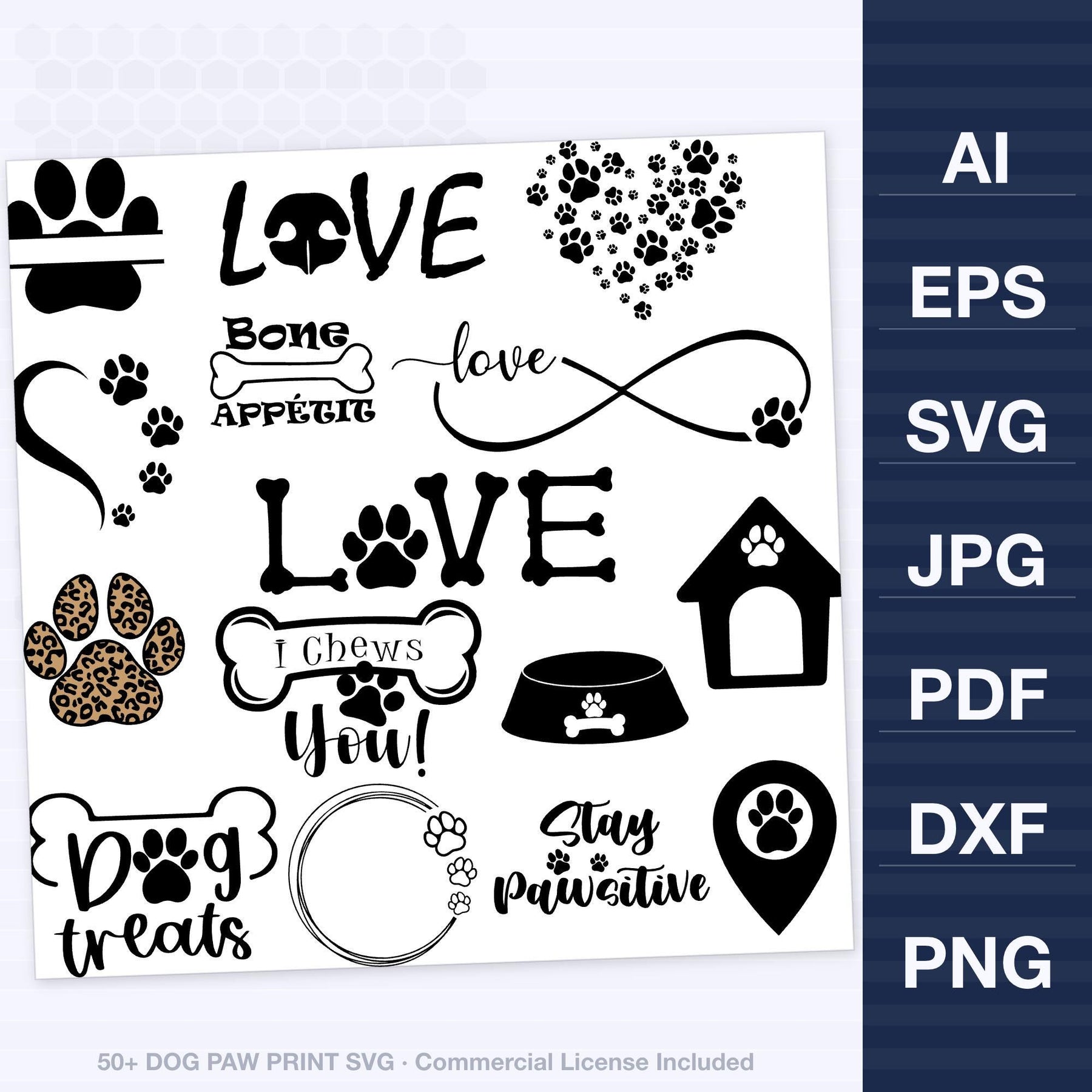 Dog Paw Print SVG | Paw Svg Bundle for Cricut & Silhouette | Pet Paw Clipart Png - image 2
