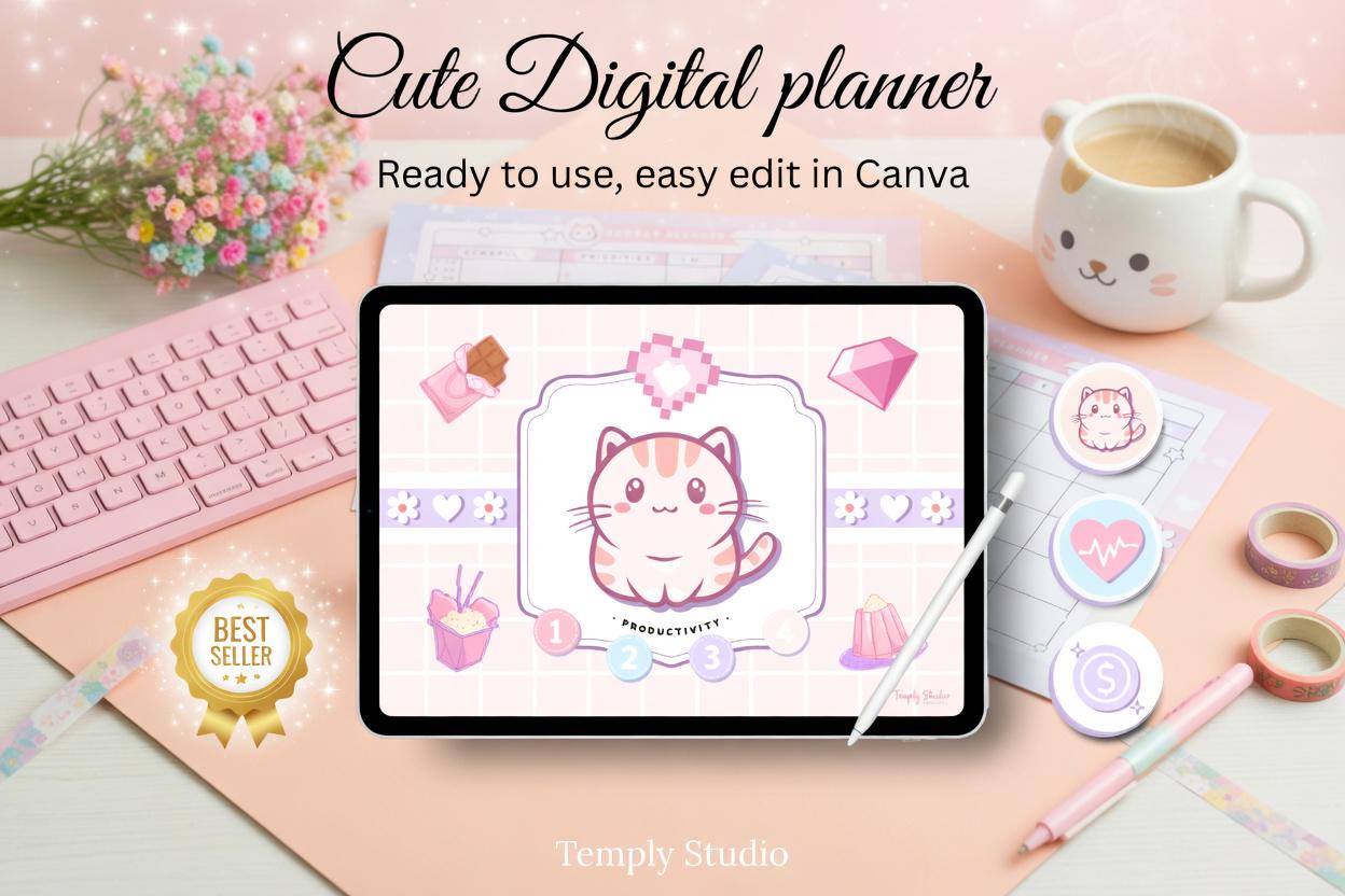Cute Digital Planner | Kawaii Goodnotes Planner | Undated iPad Planner | Hyperli - image 8