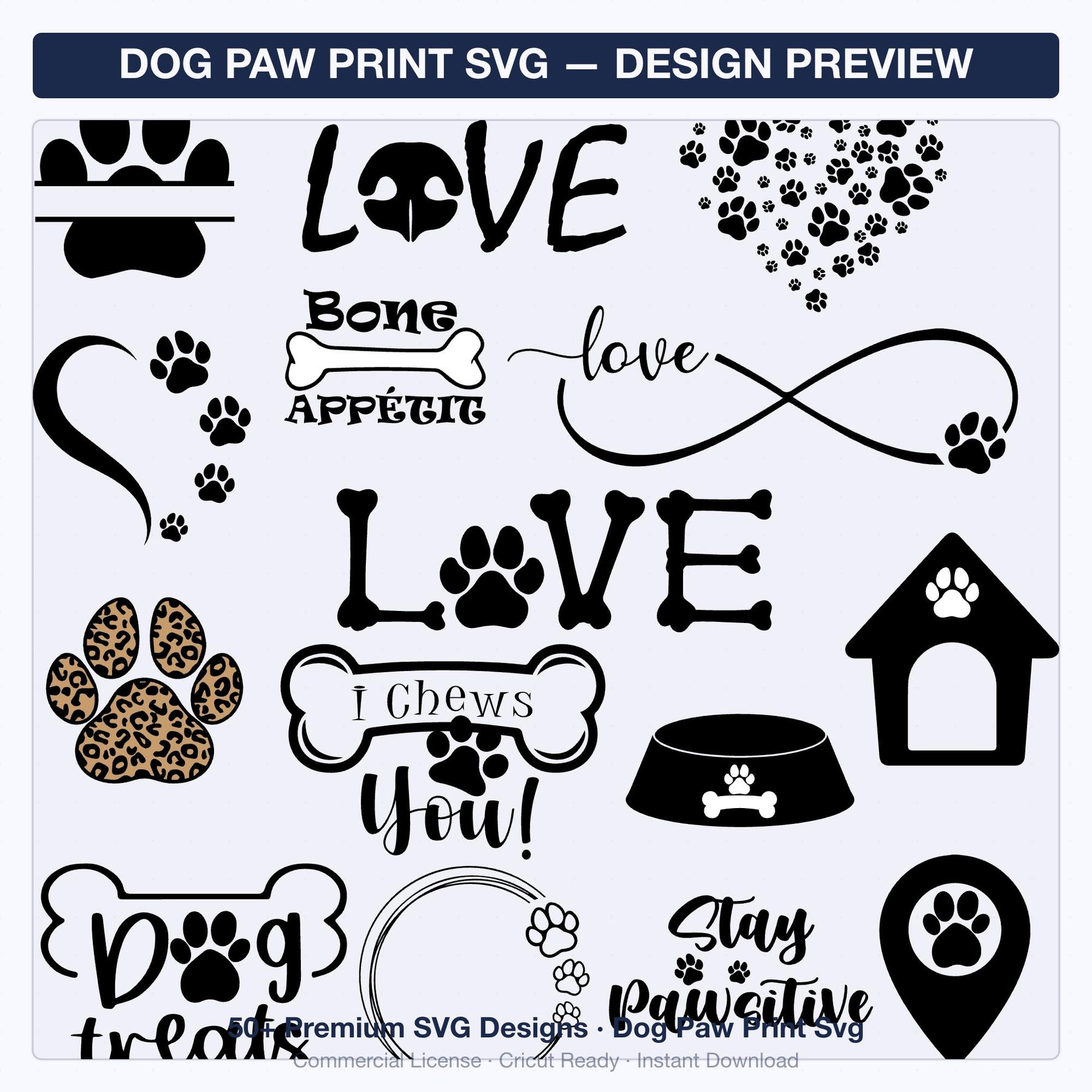 Dog Paw Print SVG | Paw Svg Bundle for Cricut & Silhouette | Pet Paw Clipart Png - image 7