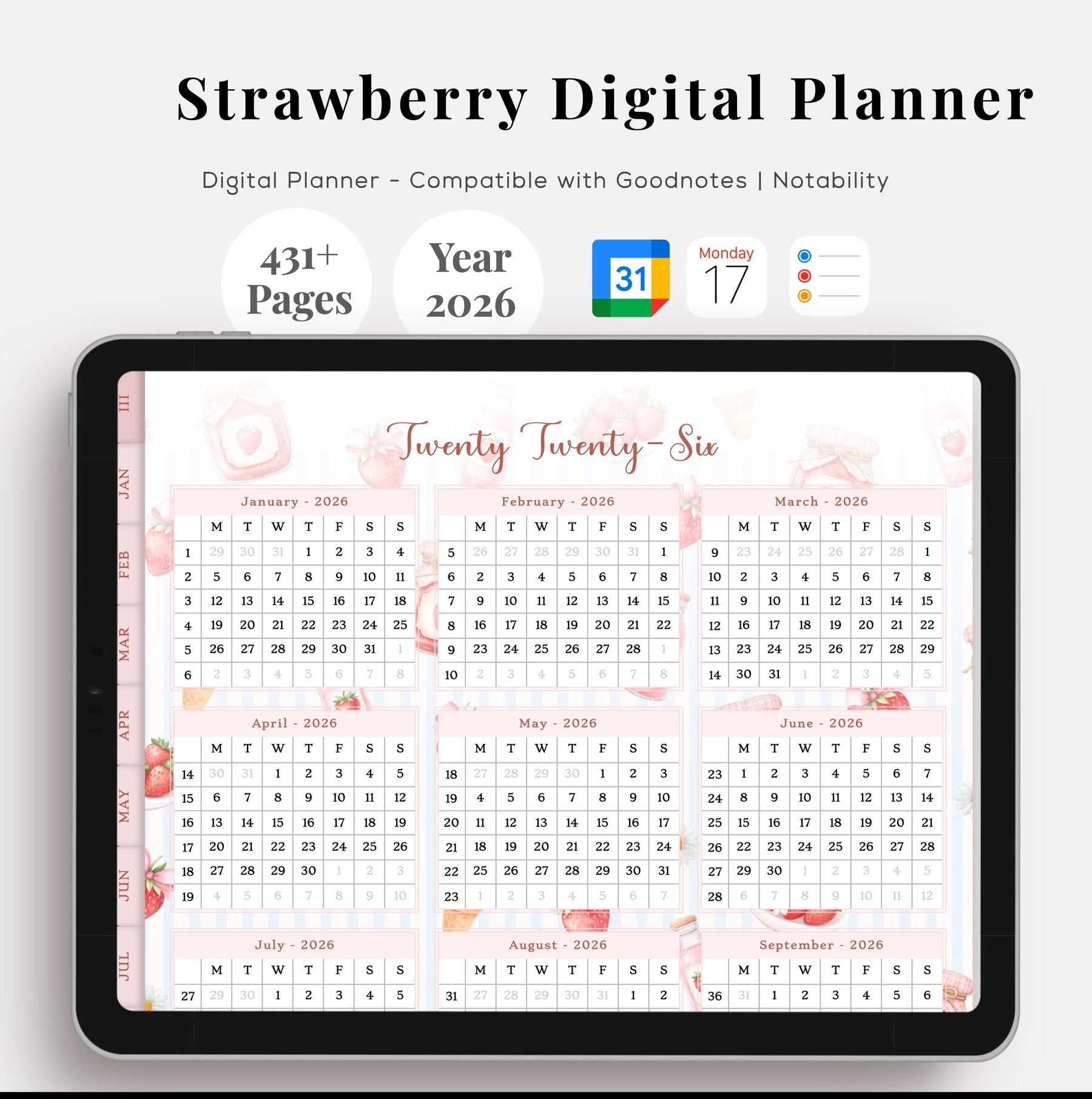 Digital Planner for GoodNotes, iPad Planner, Undated Hyperlinked PDF, Daily Week - image 4