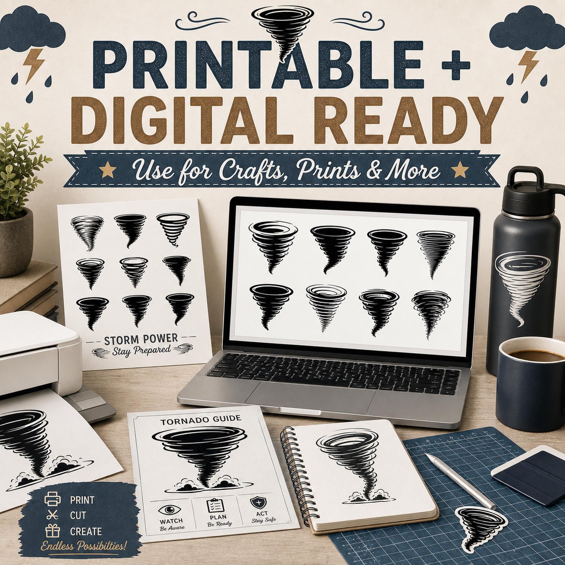 50 Tornado Silhouette SVG Bundle | Storm SVG Cut Files for Cricut | Twister Clipart P - image 6