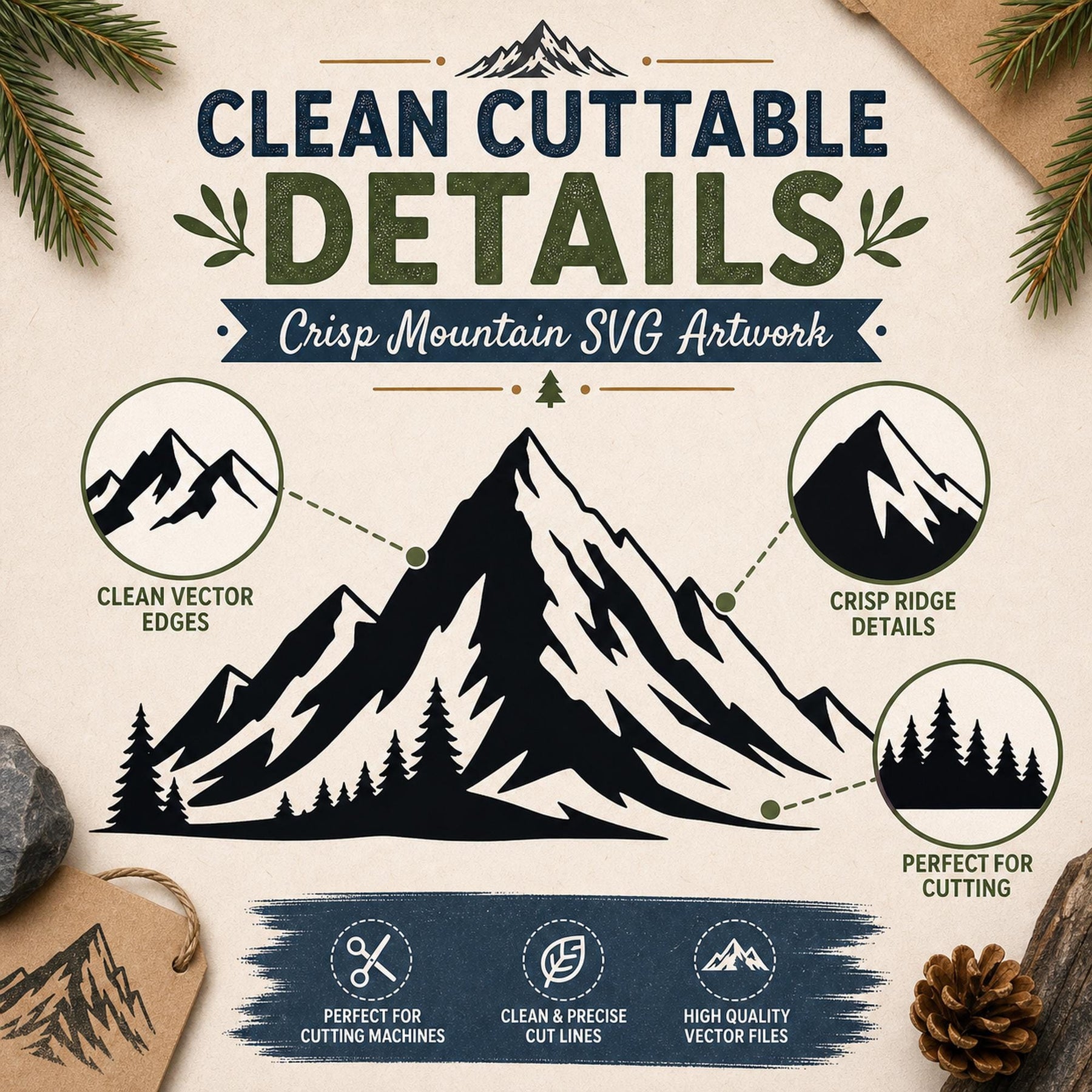 70 Mountain SVG Bundle Silhouette | Peak Designs Cricut Files | Mountain PNG | Forest - image 10