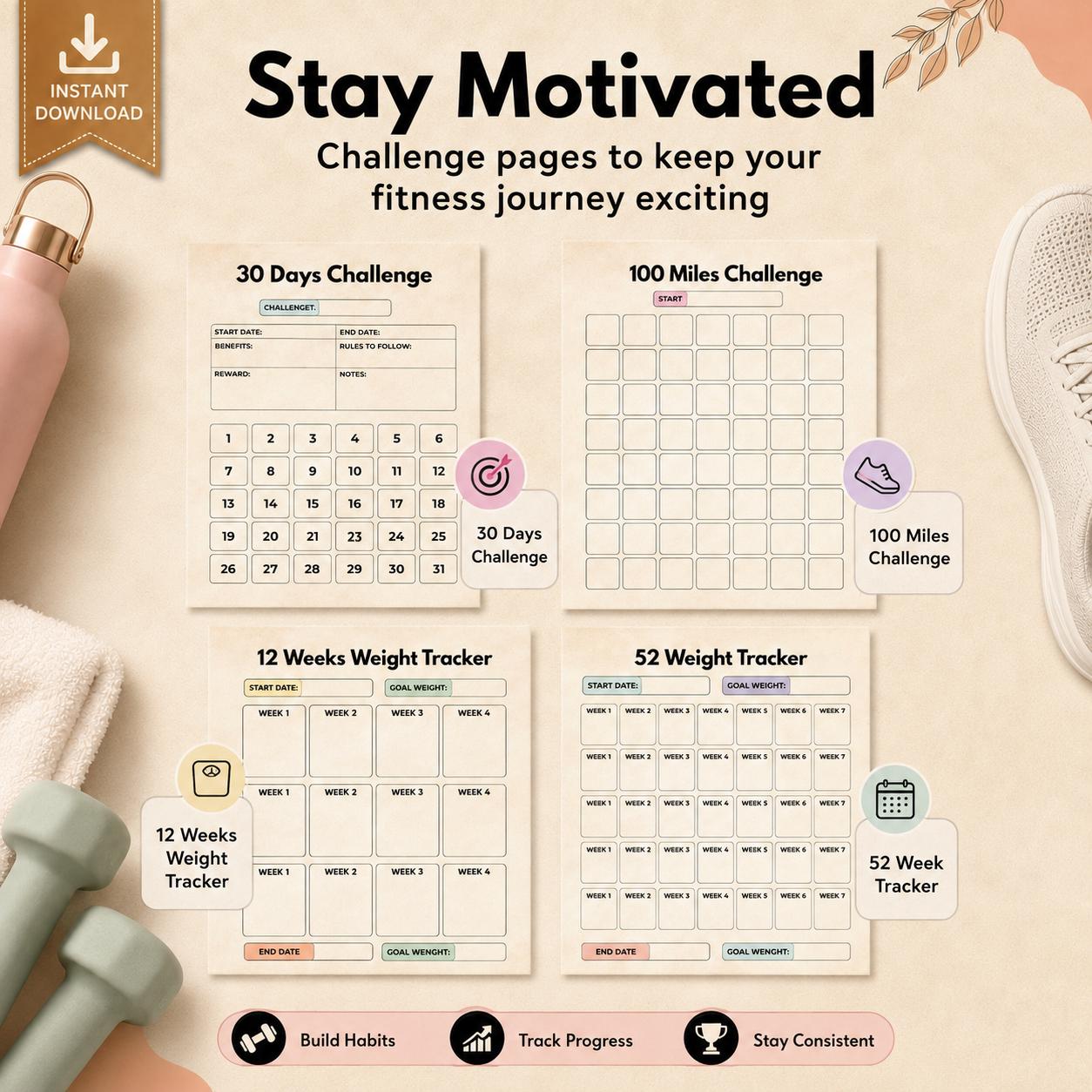 2027 Workout Planner Printable PDF | Digital Fitness Journal and Log | Health and Wel - image 8