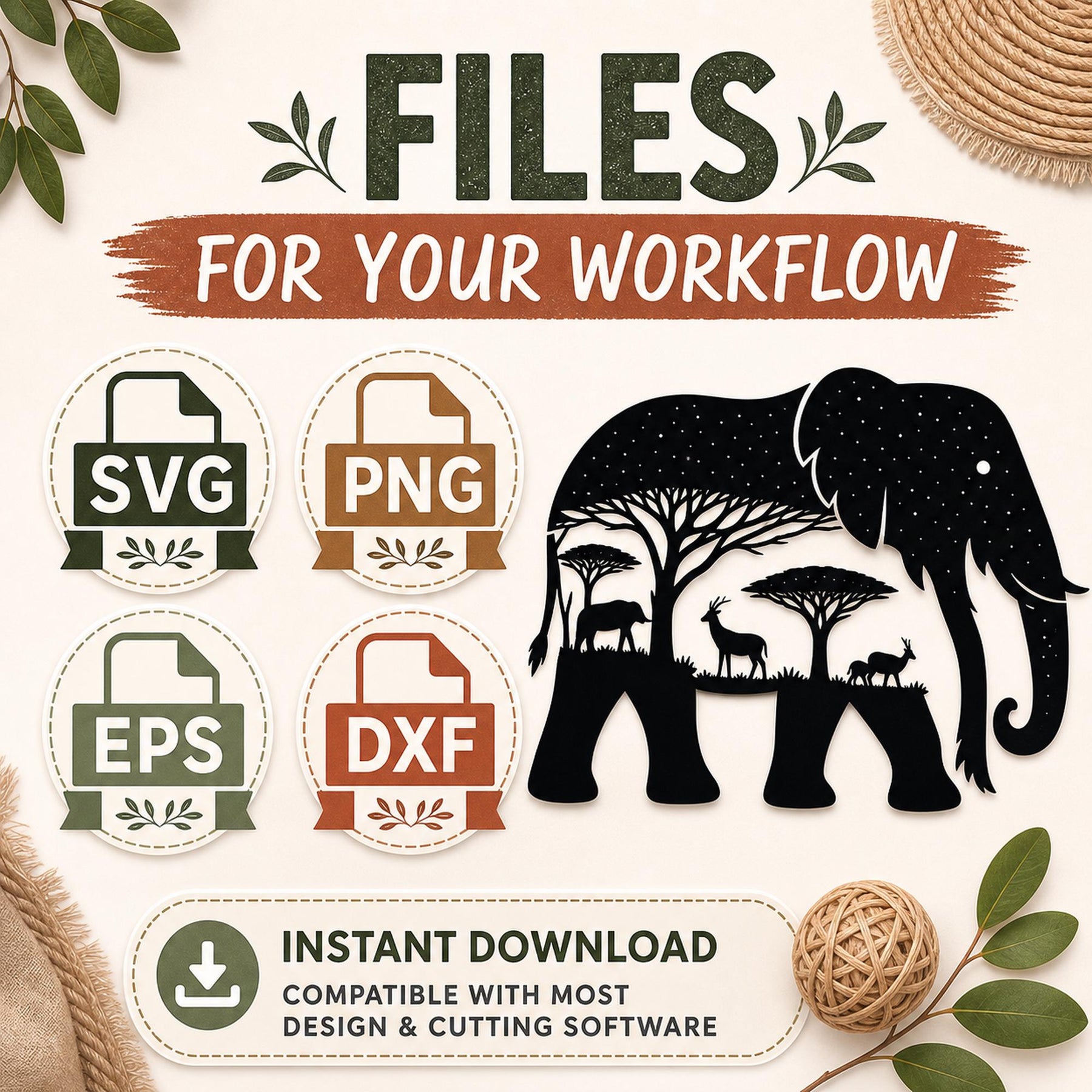 27 Elephant SVG Bundle | Safari Animal Scene SVG | Elephant Silhouette Cricut Files | - image 7