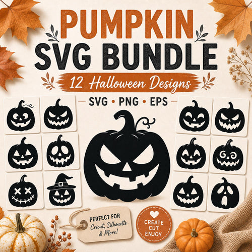 12 Pumpkin Face SVG Bundle | Jack O Lantern SVG | Halloween Cut Files | Spooky Pumpki - image 1