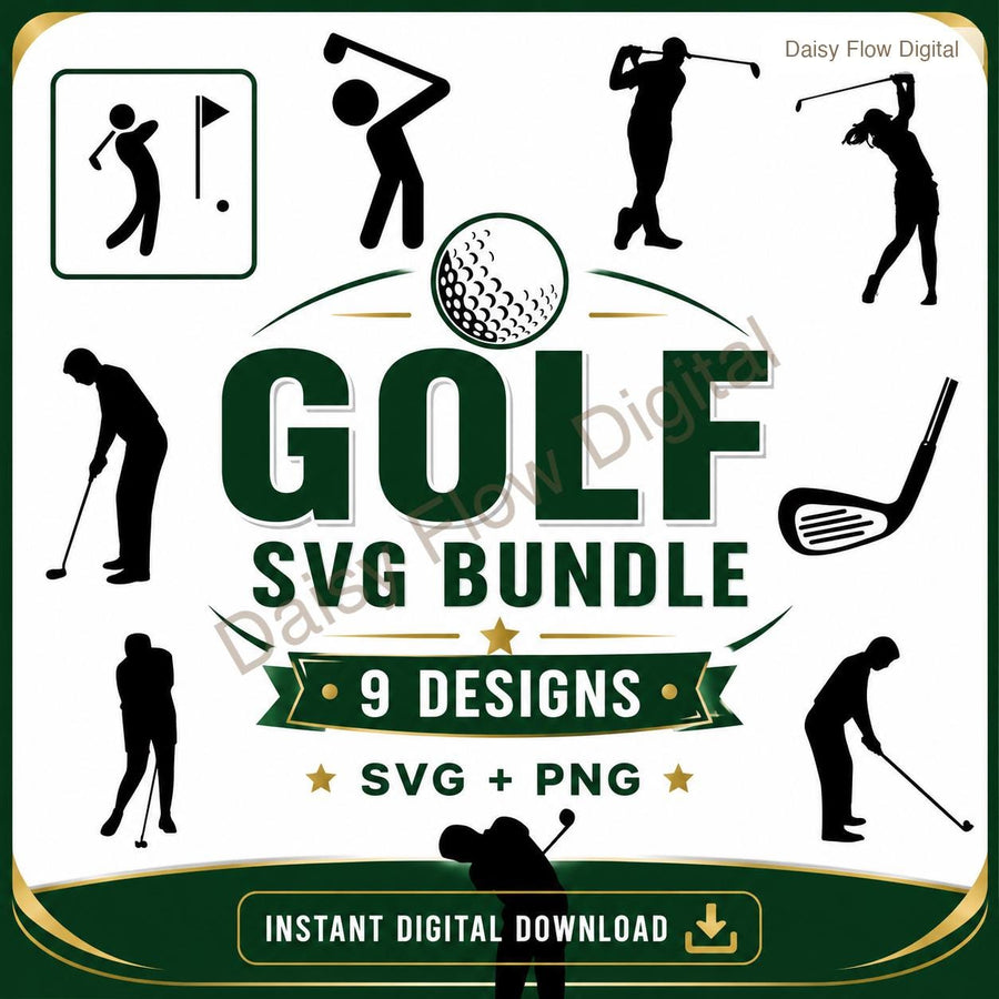 Golf SVG Bundle | Golfer Silhouette PNG | Golf Club Clipart | Golfing Cut Files for C - image 1