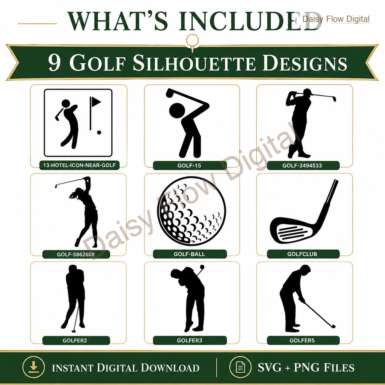 Golf SVG Bundle | Golfer Silhouette PNG | Golf Club Clipart | Golfing Cut Files for C - image 3