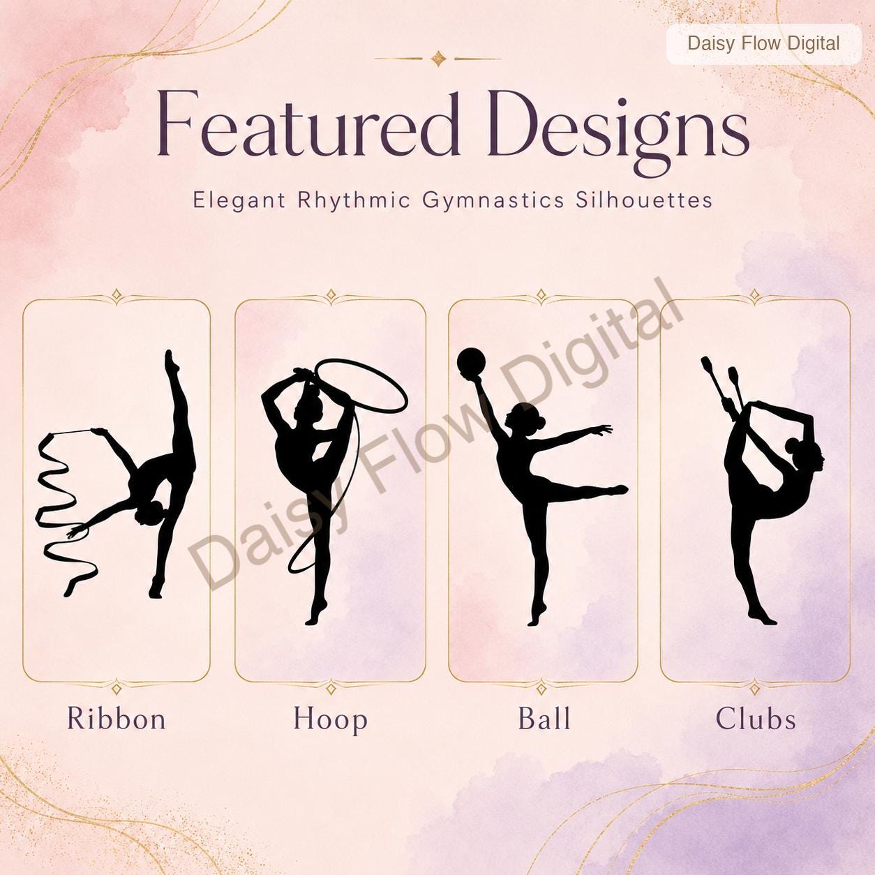 Rhythmic Gymnastics SVG Bundle | Gymnast Silhouette Cricut Files | Dancer SVG, Ribbon - image 4